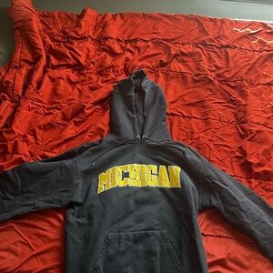 Champion Black Hoodie with Yellow Michigan Print